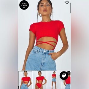 NICOLA BODYSUIT RED SIZE 2 PRINCESS POLLY